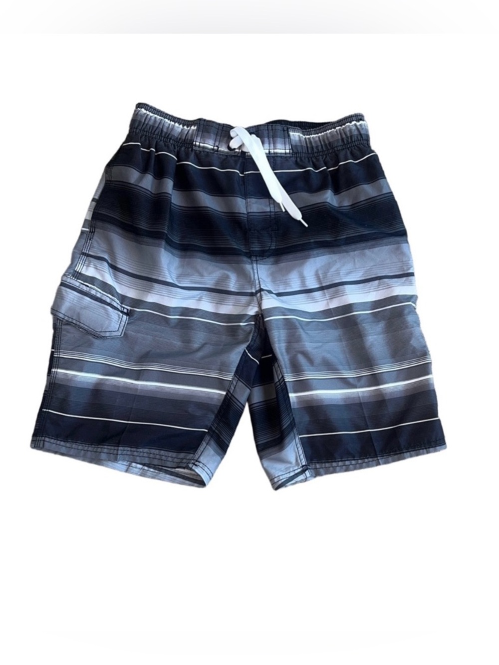 Kanu Surf Gray and black striped Swim Trunks size medium